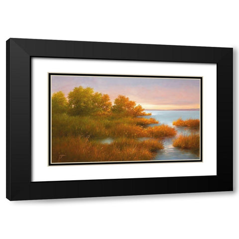 MISTY LAKE II Black Modern Wood Framed Art Print with Double Matting by Fasani