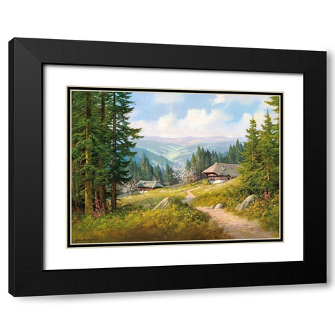 IN THE BLACK FOREST Black Modern Wood Framed Art Print with Double Matting by Bochmann, Joh.