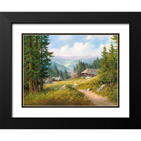 IN THE BLACK FOREST Black Modern Wood Framed Art Print with Double Matting by Bochmann, Joh.