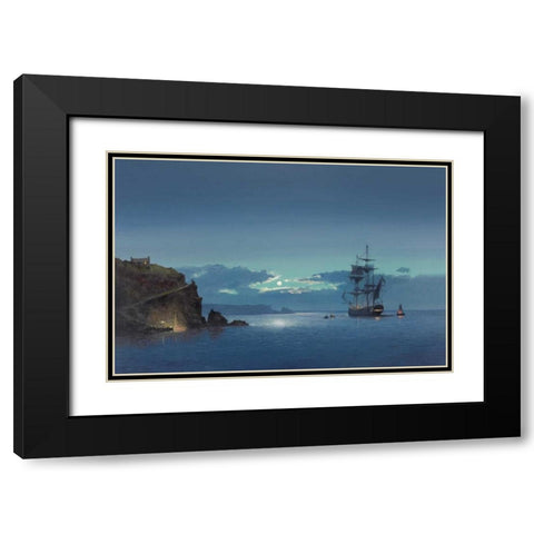 Carribean Night Black Modern Wood Framed Art Print with Double Matting by Jason