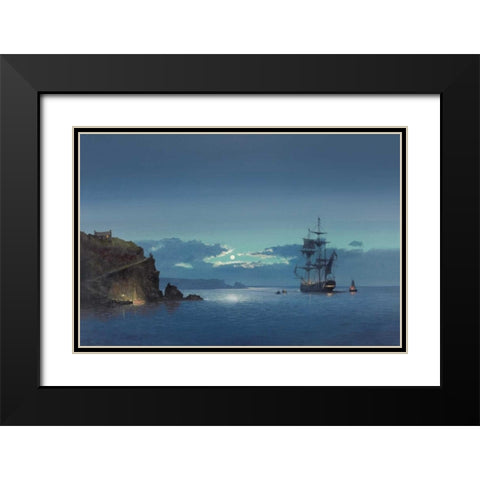 Carribean Night Black Modern Wood Framed Art Print with Double Matting by Jason