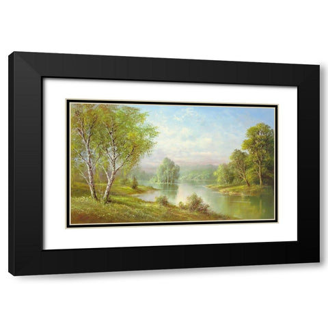 SILENT WATERS Black Modern Wood Framed Art Print with Double Matting by Glassl, Helmut