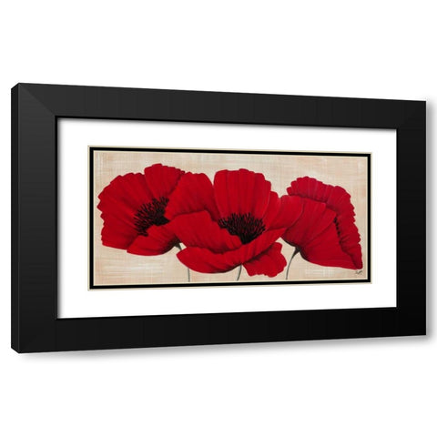 Linen Poppies II Black Modern Wood Framed Art Print with Double Matting by Lake, Kaye