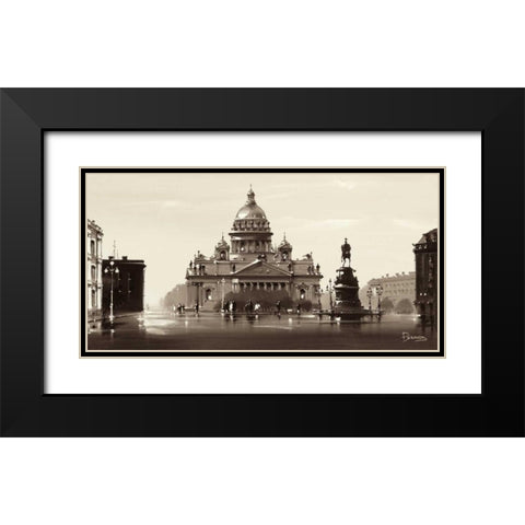 St. Isaac Cathedral Black Modern Wood Framed Art Print with Double Matting by Ryazanov