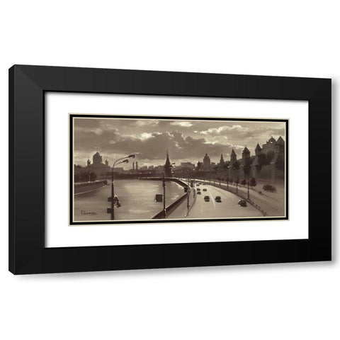 The Moscow Kremlin River Walk Black Modern Wood Framed Art Print with Double Matting by Ryazanov