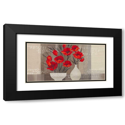 Crimson Beauty II Black Modern Wood Framed Art Print with Double Matting by Christina