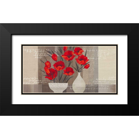 Crimson Beauty II Black Modern Wood Framed Art Print with Double Matting by Christina