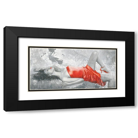 LADY IN RED Black Modern Wood Framed Art Print with Double Matting by Sestillo, Enrico