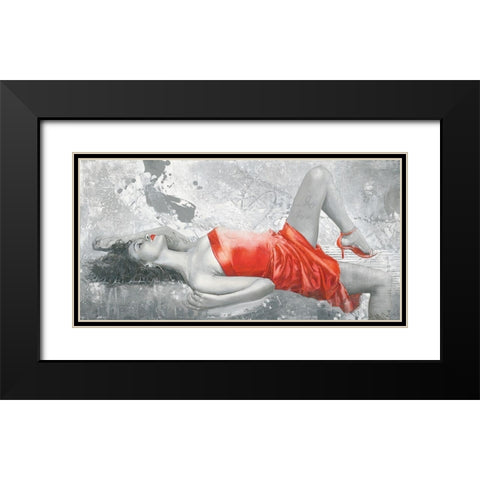 LADY IN RED Black Modern Wood Framed Art Print with Double Matting by Sestillo, Enrico