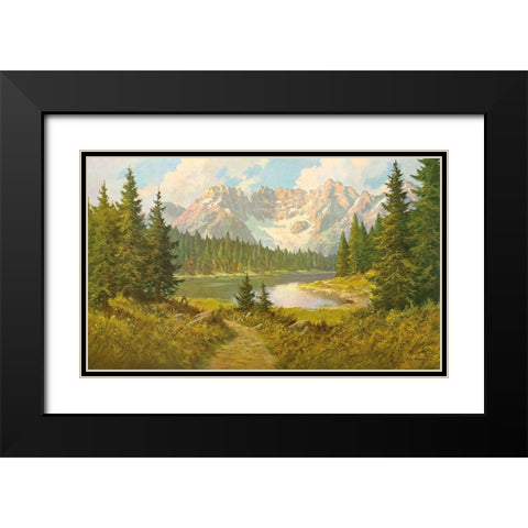 MISURINA LAKE Black Modern Wood Framed Art Print with Double Matting by Bochmann, Joh.