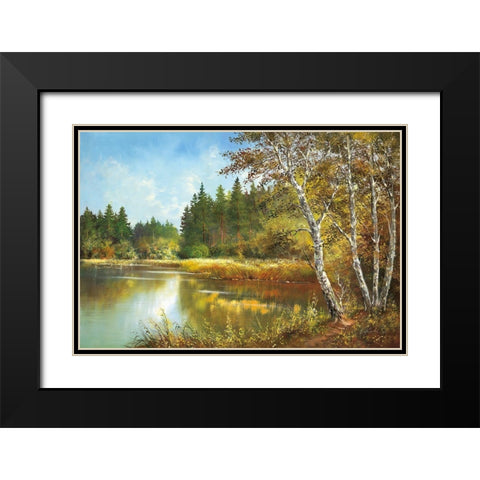 SECRET POND Black Modern Wood Framed Art Print with Double Matting by Glassl, Helmut