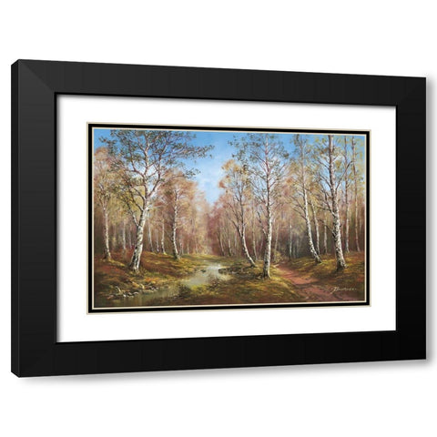 SPRING TIME IN THE TAIGA Black Modern Wood Framed Art Print with Double Matting by Buchner, H.