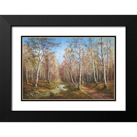 SPRING TIME IN THE TAIGA Black Modern Wood Framed Art Print with Double Matting by Buchner, H.