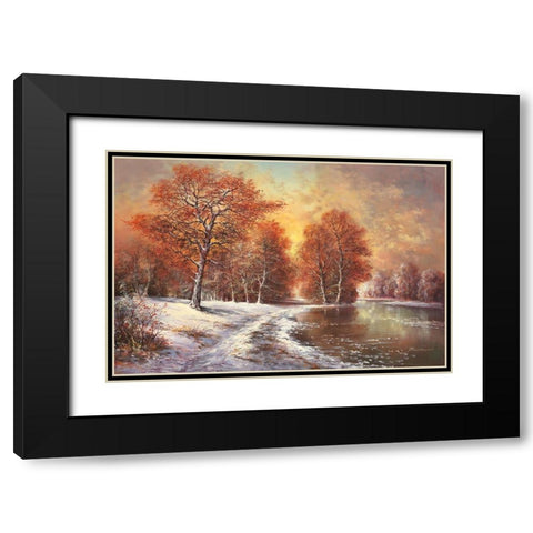 WINTER IN THE TAIGA Black Modern Wood Framed Art Print with Double Matting by Buchner, H.