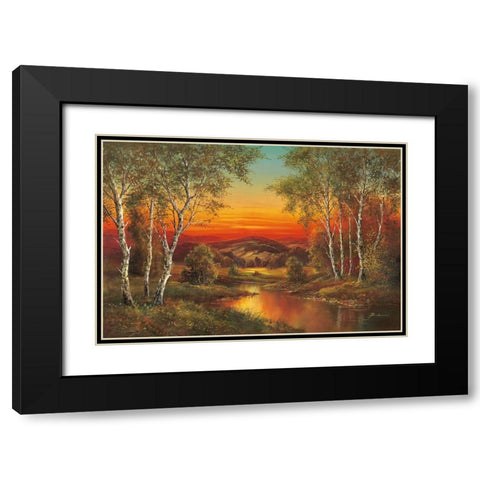 SUNSET IN MORAVIA Black Modern Wood Framed Art Print with Double Matting by Buchner, H.