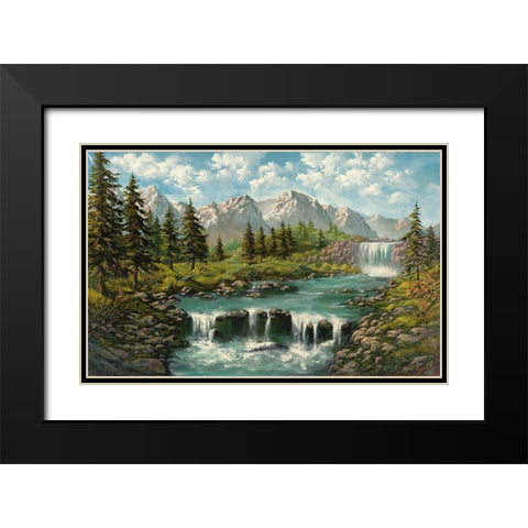 WATERFALL I Black Modern Wood Framed Art Print with Double Matting by Ada-Kris