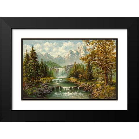 WATERFALL II Black Modern Wood Framed Art Print with Double Matting by Ada-Kris