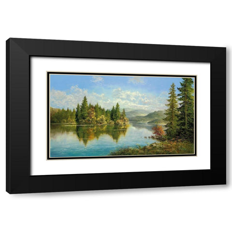 SIBERIAN LAKE Black Modern Wood Framed Art Print with Double Matting by Glassl, Helmut