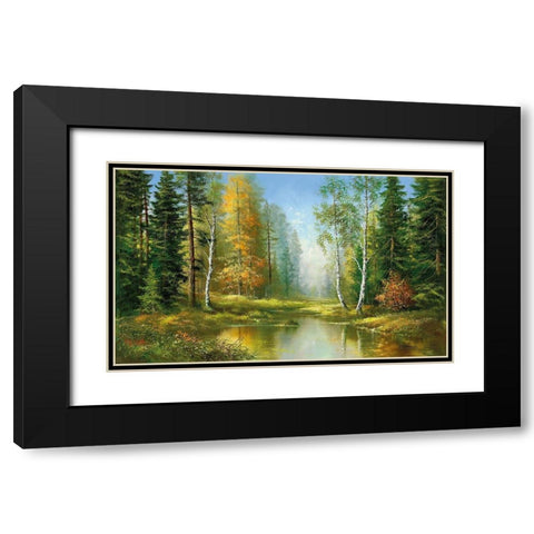 ALL ALONE Black Modern Wood Framed Art Print with Double Matting by Buchner, H.