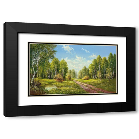 SUMMER GLOW Black Modern Wood Framed Art Print with Double Matting by Buchner, H.