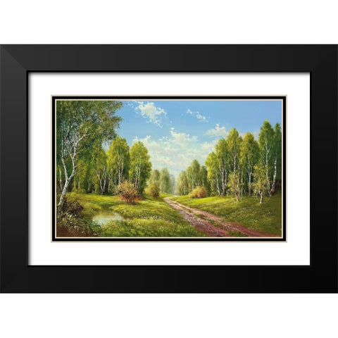 SUMMER GLOW Black Modern Wood Framed Art Print with Double Matting by Buchner, H.