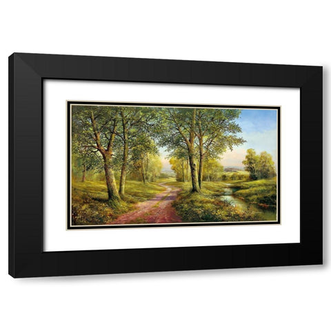 CASTLE WAY Black Modern Wood Framed Art Print with Double Matting by Buchner, H.