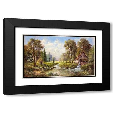 OLD MILL Black Modern Wood Framed Art Print with Double Matting by Buchner, H.