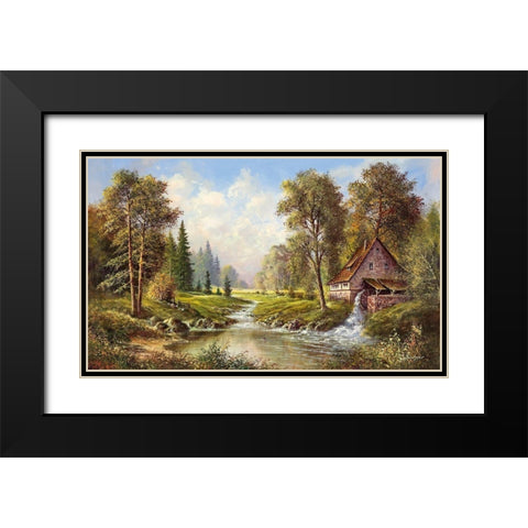 OLD MILL Black Modern Wood Framed Art Print with Double Matting by Buchner, H.
