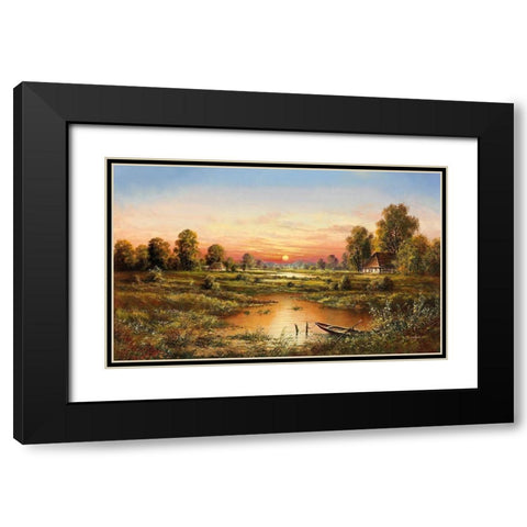 MARSHLANDS Black Modern Wood Framed Art Print with Double Matting by Buchner, H.