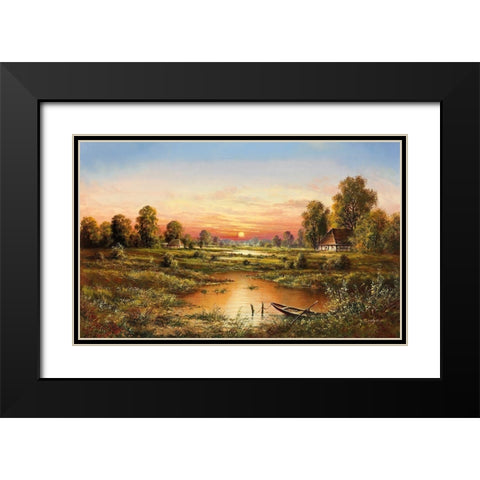 MARSHLANDS Black Modern Wood Framed Art Print with Double Matting by Buchner, H.