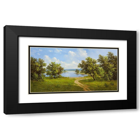 RUSSIAN RIVER VALLEY Black Modern Wood Framed Art Print with Double Matting by Slava