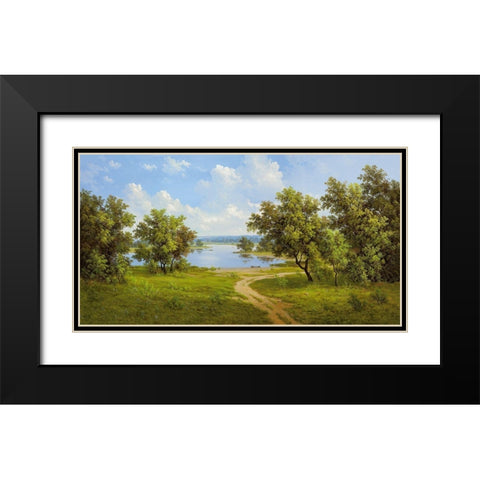 RUSSIAN RIVER VALLEY Black Modern Wood Framed Art Print with Double Matting by Slava