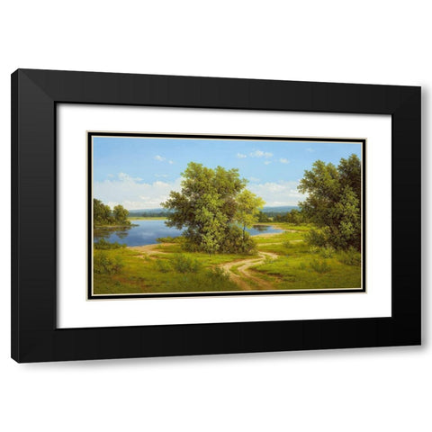 SILENT STREAM Black Modern Wood Framed Art Print with Double Matting by Slava