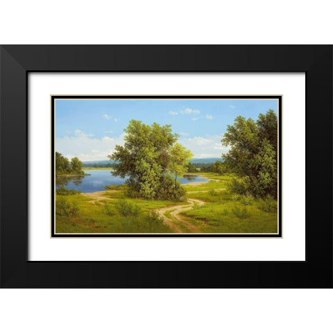 SILENT STREAM Black Modern Wood Framed Art Print with Double Matting by Slava