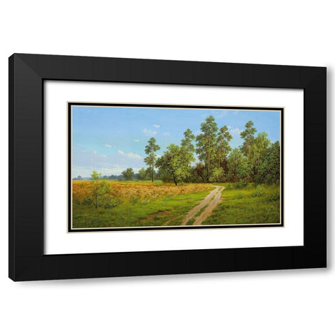 DOWN THE PATH Black Modern Wood Framed Art Print with Double Matting by Slava
