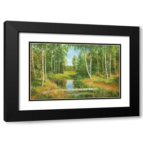 BIRCH GROVE NEAR POKROVSKOJE Black Modern Wood Framed Art Print with Double Matting by Osipov, Igor