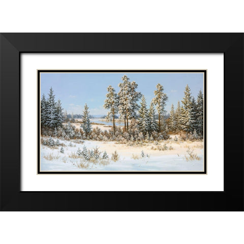 WINTER IN BELARUS Black Modern Wood Framed Art Print with Double Matting by Slava