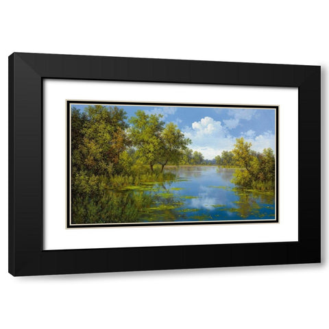 LAKE Black Modern Wood Framed Art Print with Double Matting by Slava