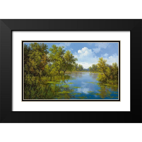 LAKE Black Modern Wood Framed Art Print with Double Matting by Slava