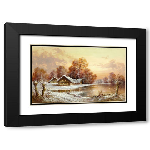 WINTER IN BELARUS II Black Modern Wood Framed Art Print with Double Matting by Glassl, Helmut