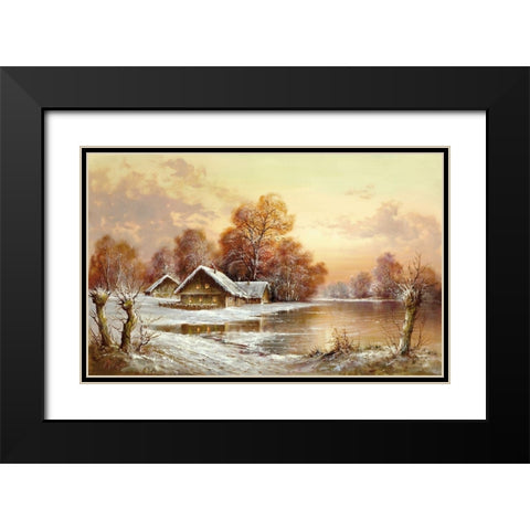WINTER IN BELARUS II Black Modern Wood Framed Art Print with Double Matting by Glassl, Helmut