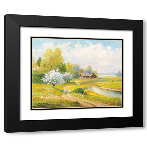 SEASONS Black Modern Wood Framed Art Print with Double Matting by Weber, Max
