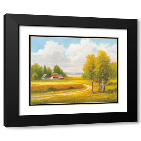 SEASONS Black Modern Wood Framed Art Print with Double Matting by Weber, Max