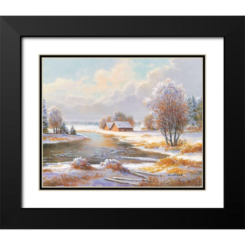 SEASONS Black Modern Wood Framed Art Print with Double Matting by Weber, Max