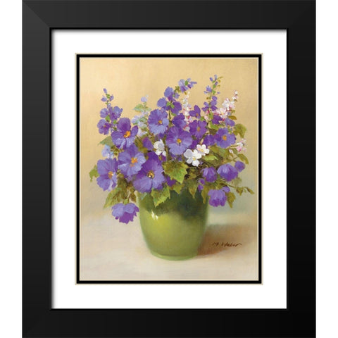 BLUE BOUQUET Black Modern Wood Framed Art Print with Double Matting by Weber, Max