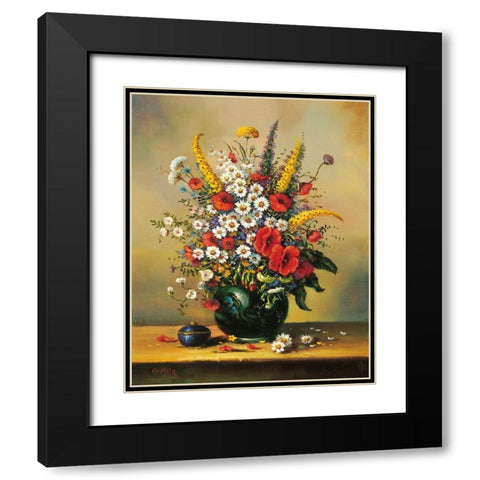 BOUQUET MUNICH SCHOOL I Black Modern Wood Framed Art Print with Double Matting by Pila