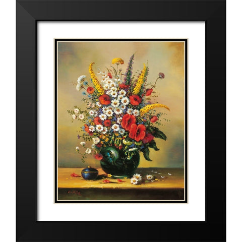 BOUQUET MUNICH SCHOOL I Black Modern Wood Framed Art Print with Double Matting by Pila