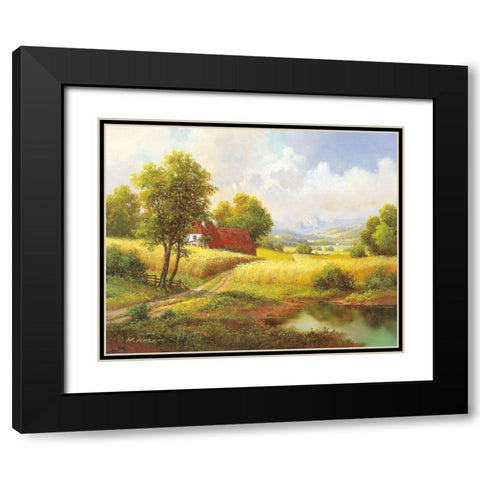 SEASONS Black Modern Wood Framed Art Print with Double Matting by Weber, Max