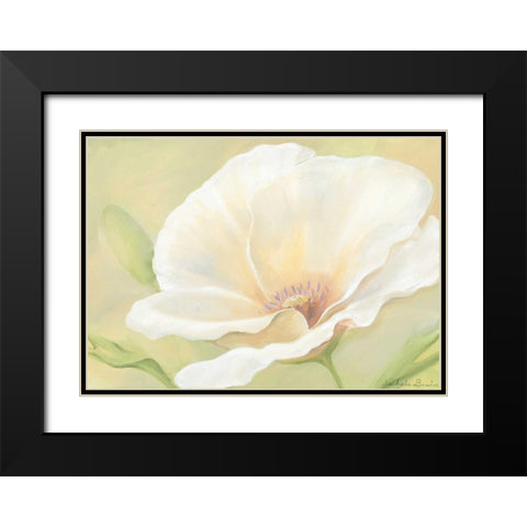 White flower I Black Modern Wood Framed Art Print with Double Matting by Boucher, Nathalie