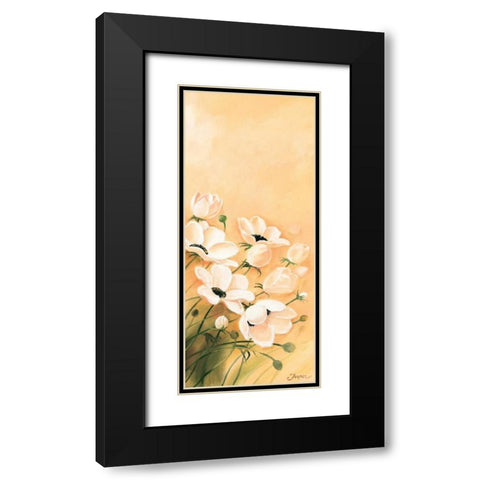 White poppies 3-3 Black Modern Wood Framed Art Print with Double Matting by Jasper